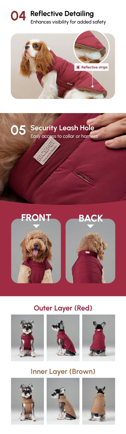 Purrfect Pet Kingdom® - Reversible Dog Vest Jacket -  Red Brown - Pet Vest