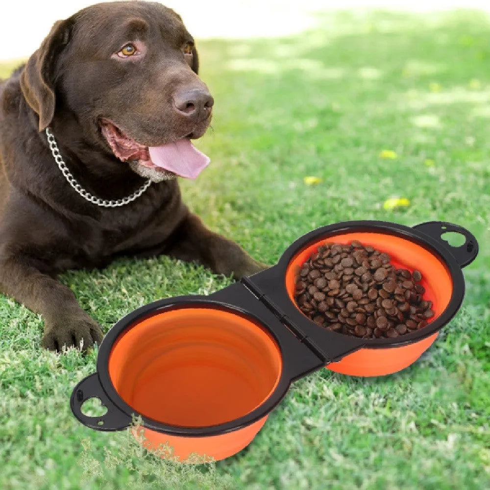 Purrfect Pet Kingdom® - Silicone Portable Outdoor Pet Folding Out Feeder One Dog - Dog Travel Bowls