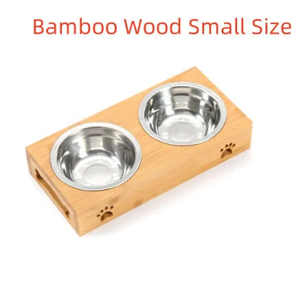 Purrfect Pet Kingdom® - Solid Wood Pet Dining-table Dog Water Bowl Stainless Steel - 0