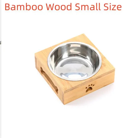 Purrfect Pet Kingdom® - Solid Wood Pet Dining-table Dog Water Bowl Stainless Steel - 0