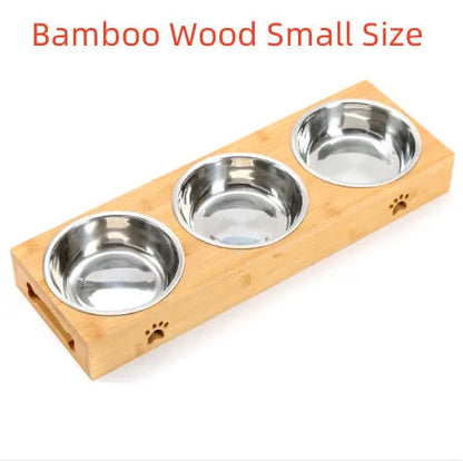 Purrfect Pet Kingdom® - Solid Wood Pet Dining-table Dog Water Bowl Stainless Steel - 0