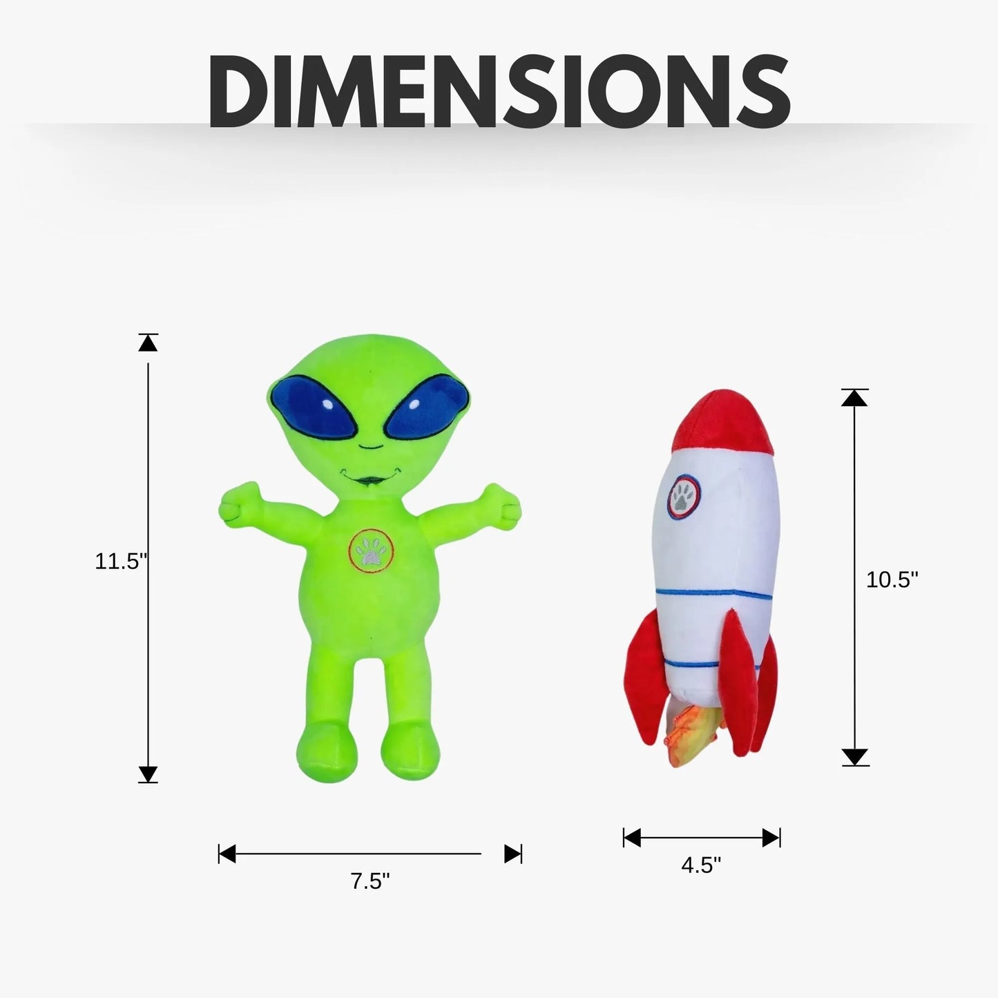 Purrfect Pet Kingdom - Space Alien & Rocket Plush Dog Toy Gift Set – with Squeaker & - Toys