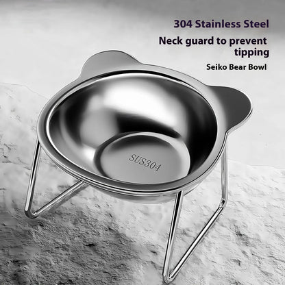 Purrfect Pet Kingdom® - Stainless Steel Cat Water Bowl Pet Neck Protector Elevated - Bowls
