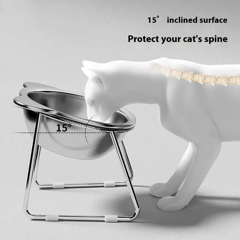 Purrfect Pet Kingdom® - Stainless Steel Cat Water Bowl Pet Neck Protector Elevated - Bowls