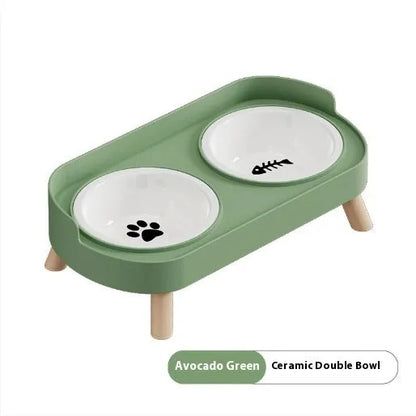 Purrfect Pet Kingdom® - Stainless Steel Double Bowl Ceramic Water And Grain - Bowls