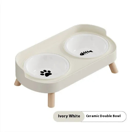 Purrfect Pet Kingdom® - Stainless Steel Double Bowl Ceramic Water And Grain - Bowls