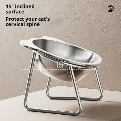 Purrfect Pet Kingdom® - Stainless Steel Pet Height Increasing Neck Support Rack Cat - Bowls