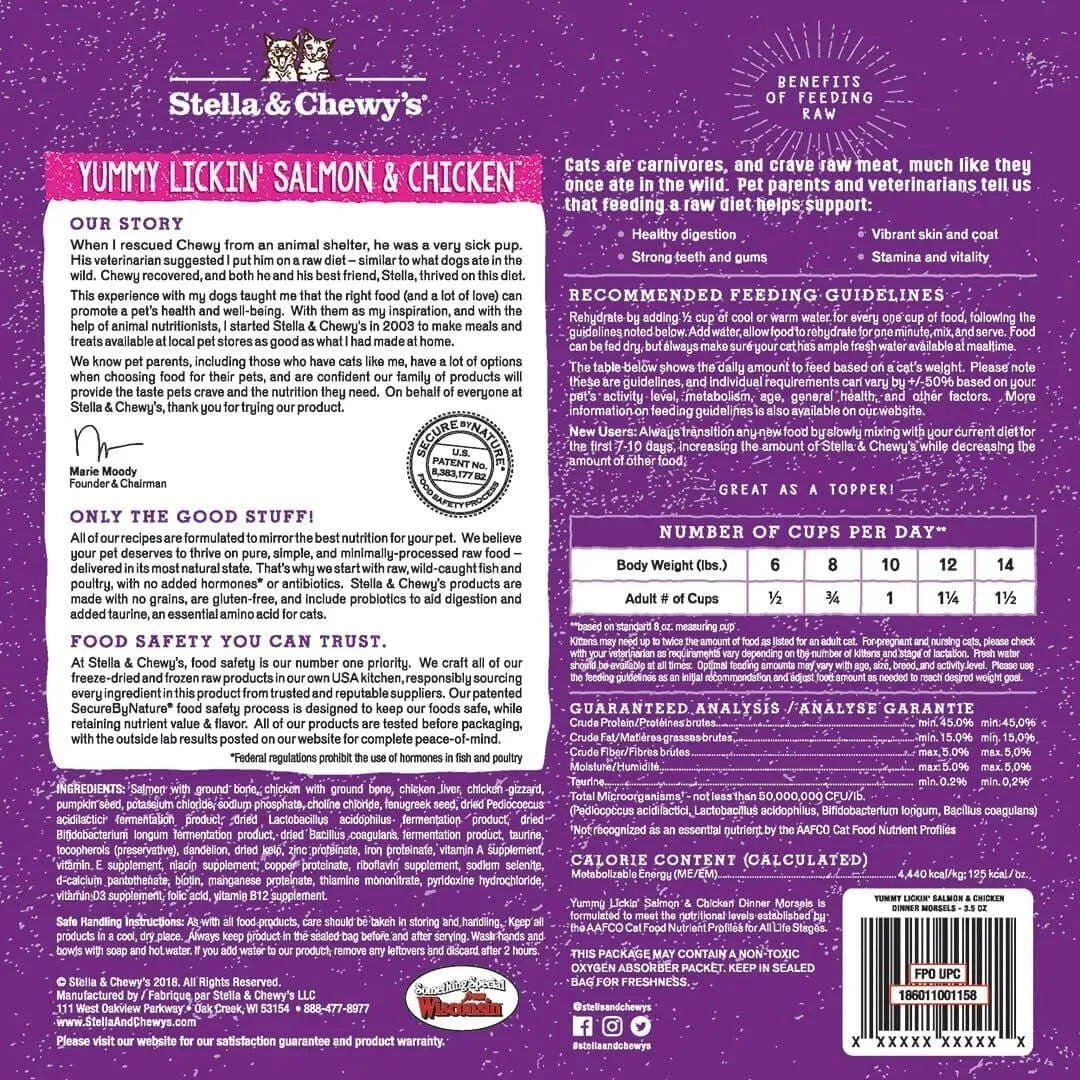 Purrfect Pet Kingdom Advanced Stella & Chewy's Freeze Dried Dinner Yummy Lickin' Salmon for Dogs, 3.5oz, by The Family Pet.