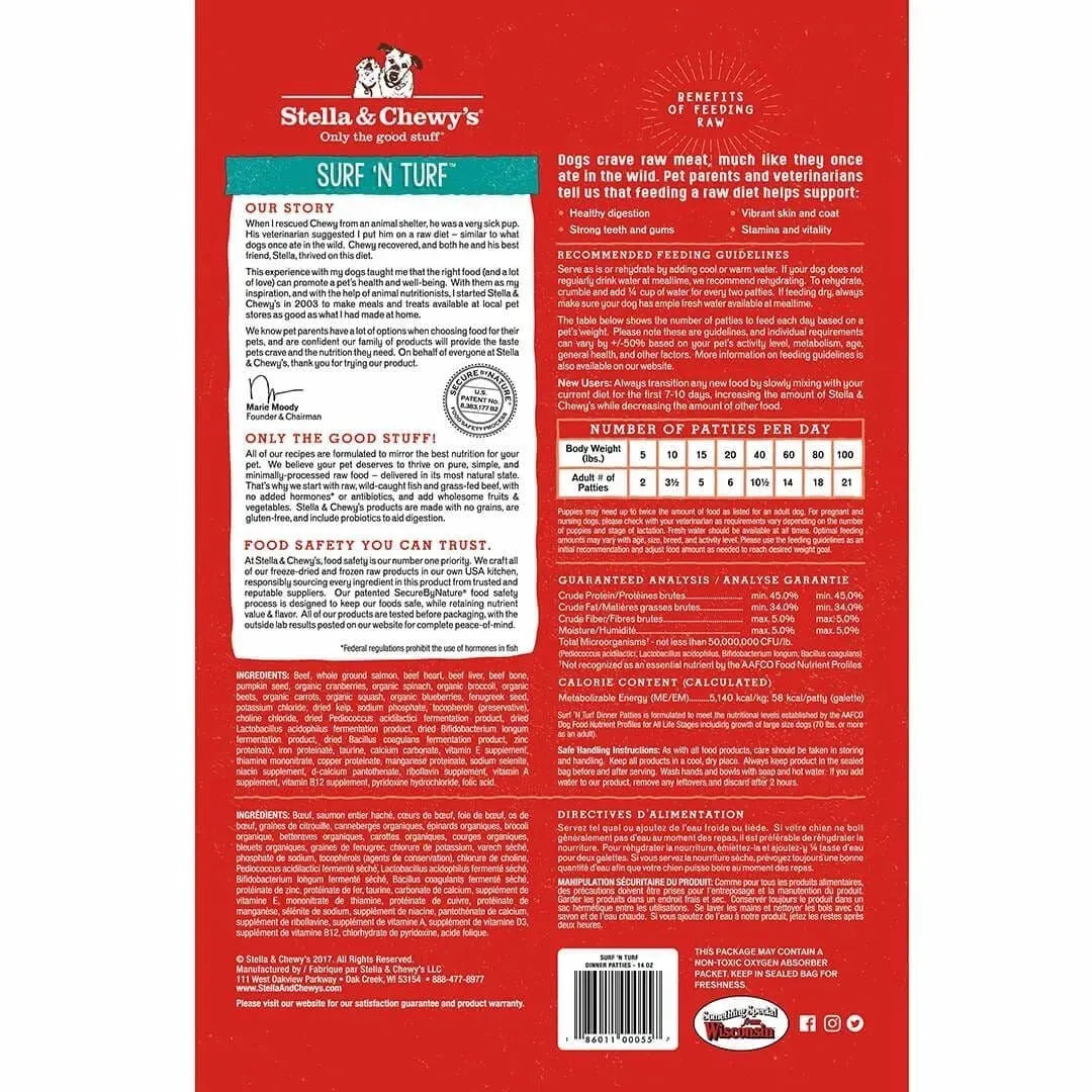 Purrfect Pet Kingdom® - Stella & Chewy's Freeze Dried Dinner Patties Surf and Turf - Freeze Dried Dog Food