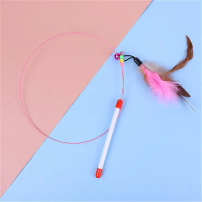 Purrfect Pet Kingdom® - Teasing Cat Stick Pet Supplies Toys Feather Bells Wire Toys - Cat Toys