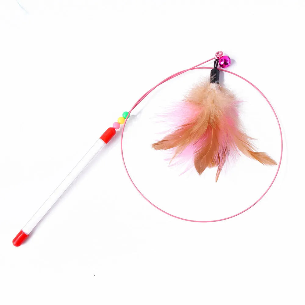 Purrfect Pet Kingdom® - Teasing Cat Stick Pet Supplies Toys Feather Bells Wire Toys - Cat Toys