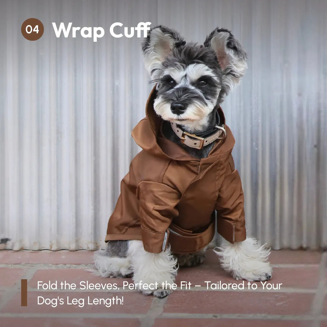 Purrfect Pet Kingdom® - Tribeca adjustable velcro raincoat -  Choco - Pet Rain Coats