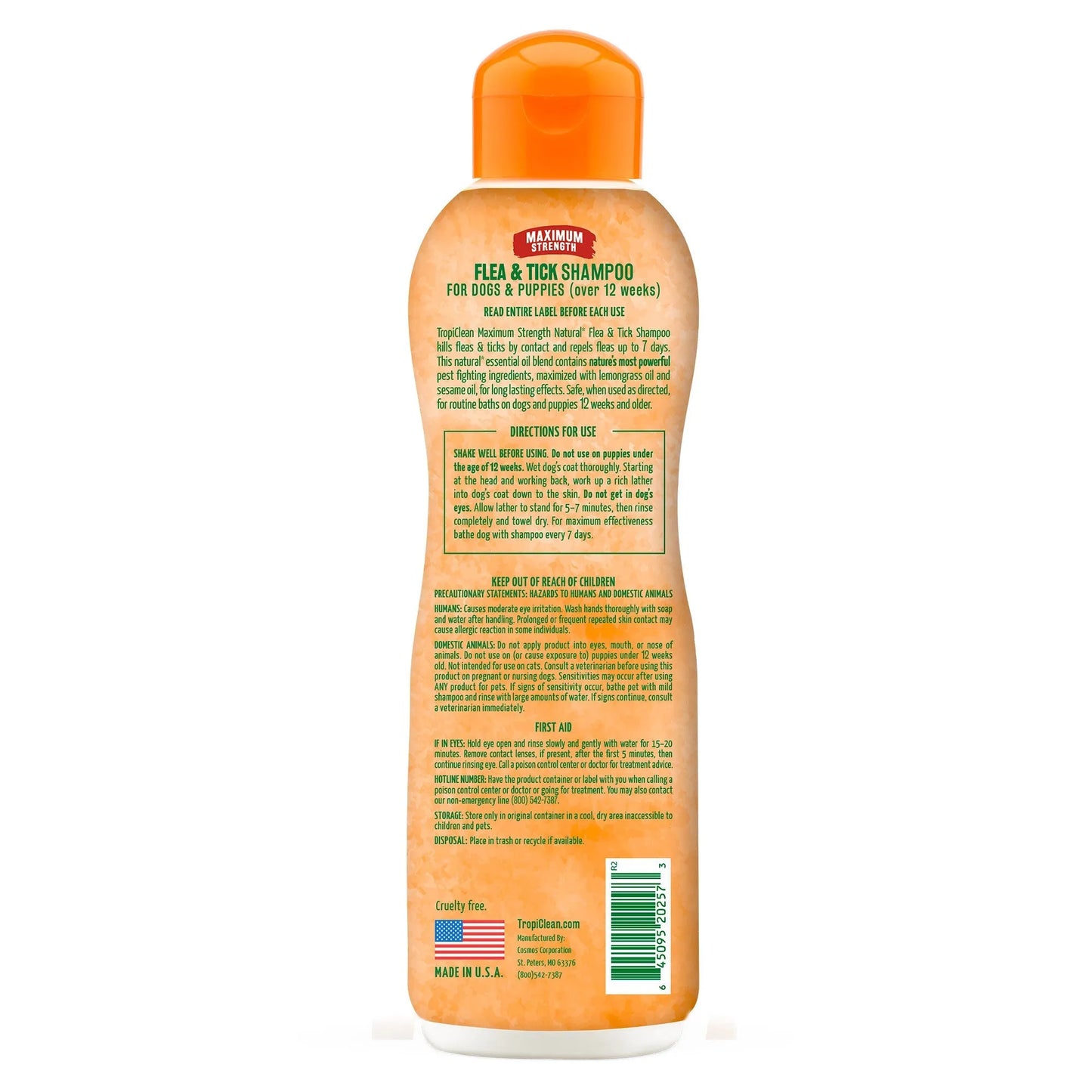 Purrfect Pet Kingdom Tropiclean Max Strength Flea Dog Shampoo in a vibrant bottle, ideal for dogs and cats, priced at $13.99.