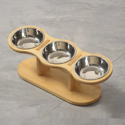 Purrfect Pet Kingdom® - Wooden Pet Vertical Removable Neck Protector Food Basin - Bowls