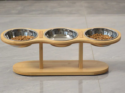 Purrfect Pet Kingdom® - Wooden Pet Vertical Removable Neck Protector Food Basin - Bowls