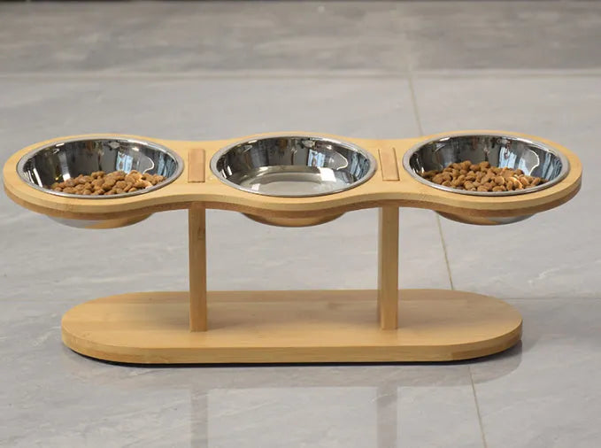 Purrfect Pet Kingdom® - Wooden Pet Vertical Removable Neck Protector Food Basin - Bowls