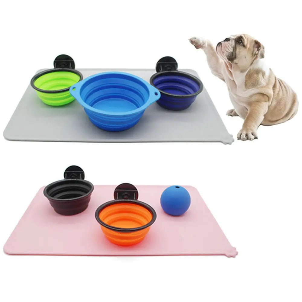 Silicone Pet Bowl Mat - Pet Meal Mat - Ameraeon