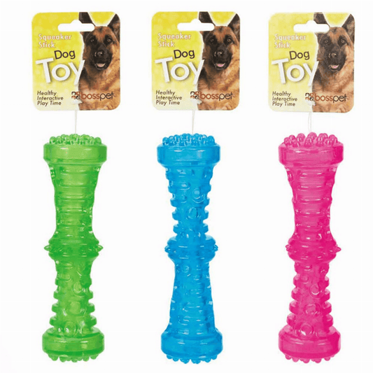 Purrfect Pet Kingdom durable chew toys in green blue and pink long-lasting squeaky pet toy for dogs