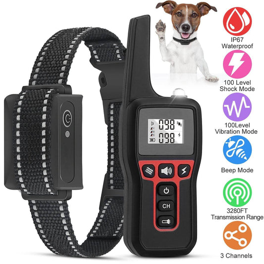 Purrfect Pet Kingdom Rechargeable Waterproof Dog Collar Black Purrfect Pet Kingdom