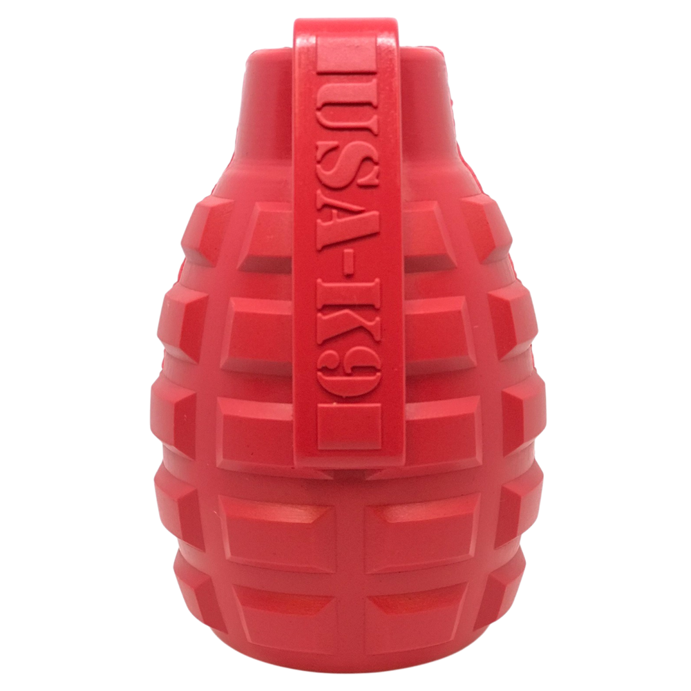 Grenade Shaped eDispenser Durable Dog Chew Toy & Treat Dispenser - Red & Blue-Purrfect Pet Kingdom