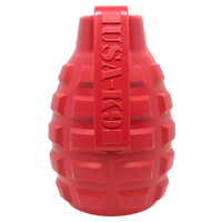 Grenade Shaped eDispenser Durable Dog Chew Toy & Treat Dispenser - Red & Blue-Purrfect Pet Kingdom