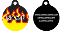 Red Flames HD Dog ID Tag