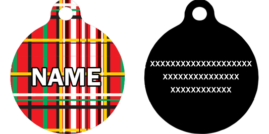 Tartan Plaid Red HD Dog ID Tag