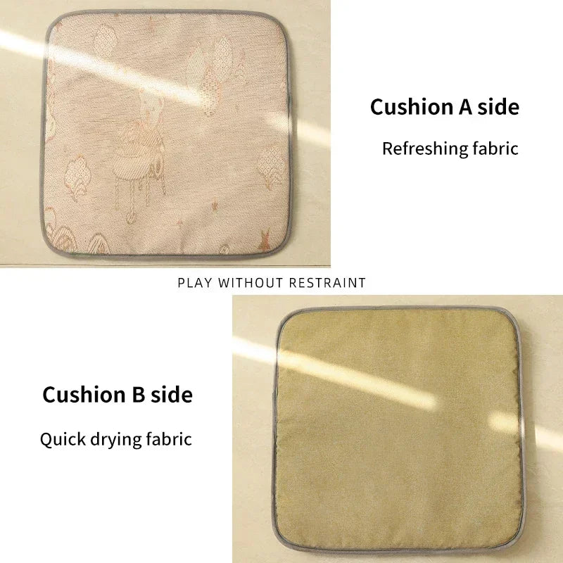 Removable pet tent bed featuring a refreshing fabric on one side and quick drying fabric on the other