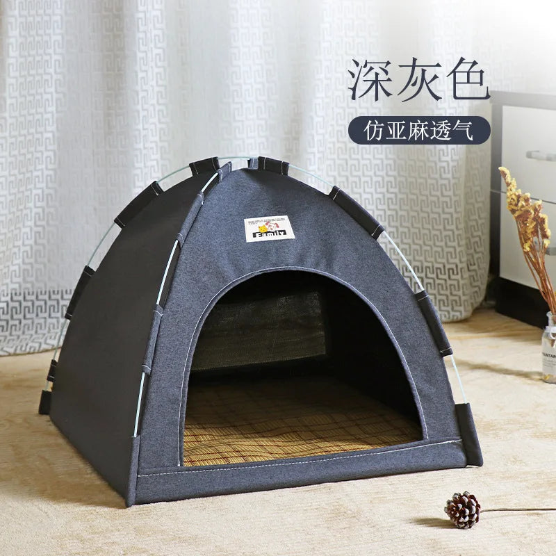 Tail Chasers removable pet tent bed in gray with cozy shelter design for cats