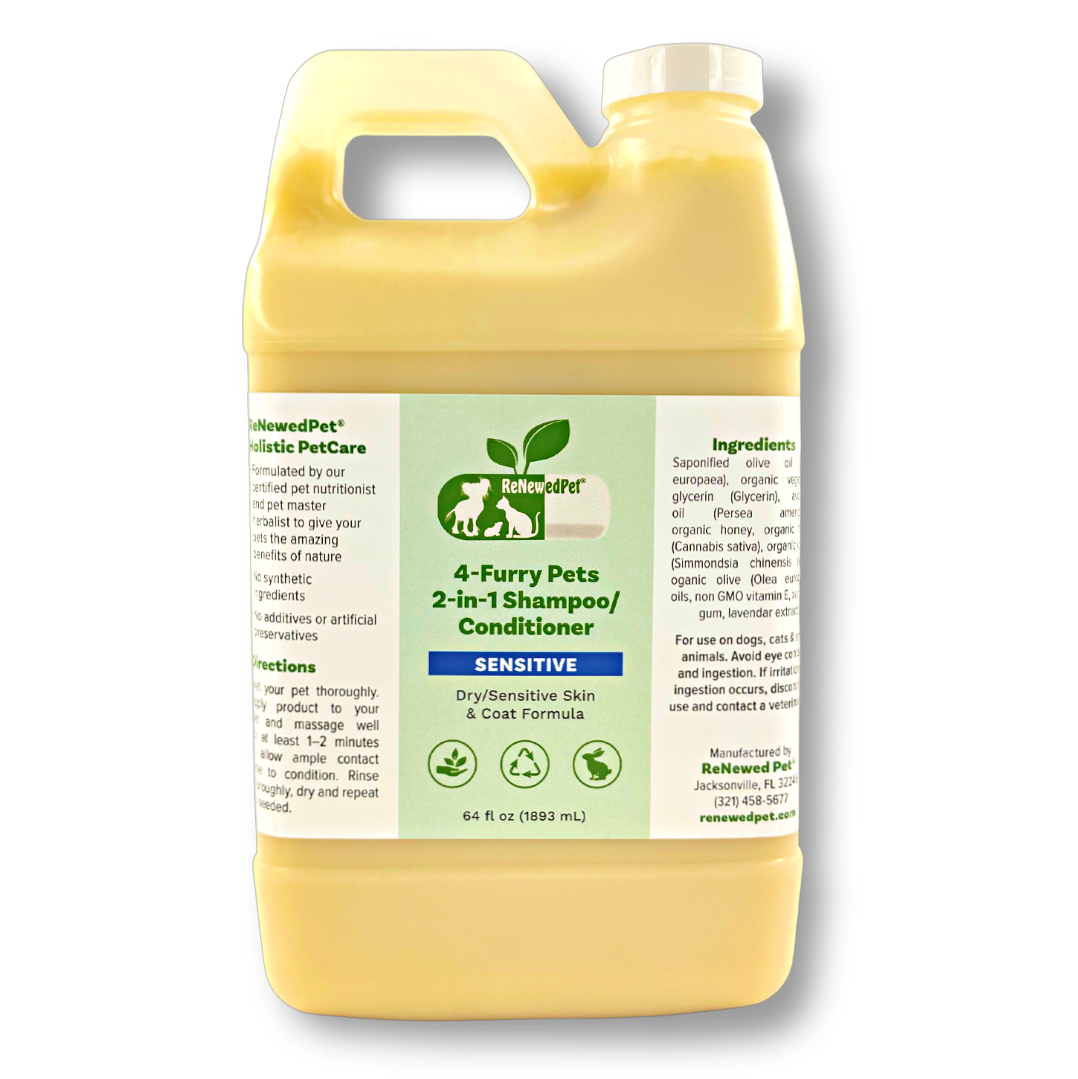 ReNewedPet 4-Furry Pets 2-in-1 shampoo for pets with sensitive skin, ideal for dry and sensitive coats
