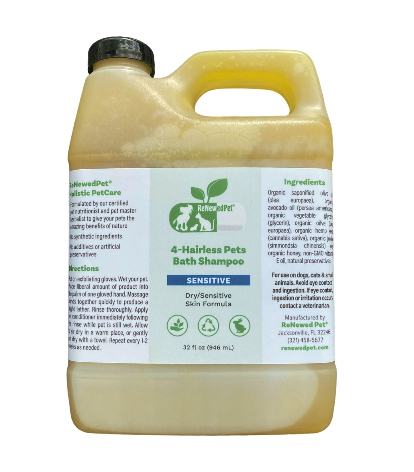 ReNewedPet Allergy Relief Pet Shampoo for Hairless Breeds in 32 oz bottle for sensitive skin care