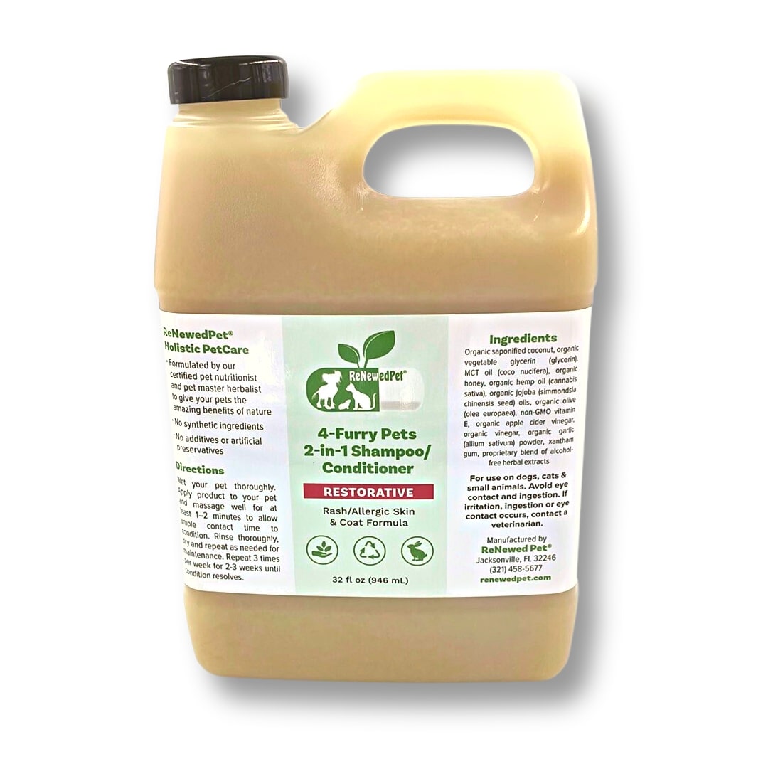 ReNewedPet 4-Furry Pets 2-in-1 Shampoo and Conditioner, the best pet shampoo for rash and allergy relief