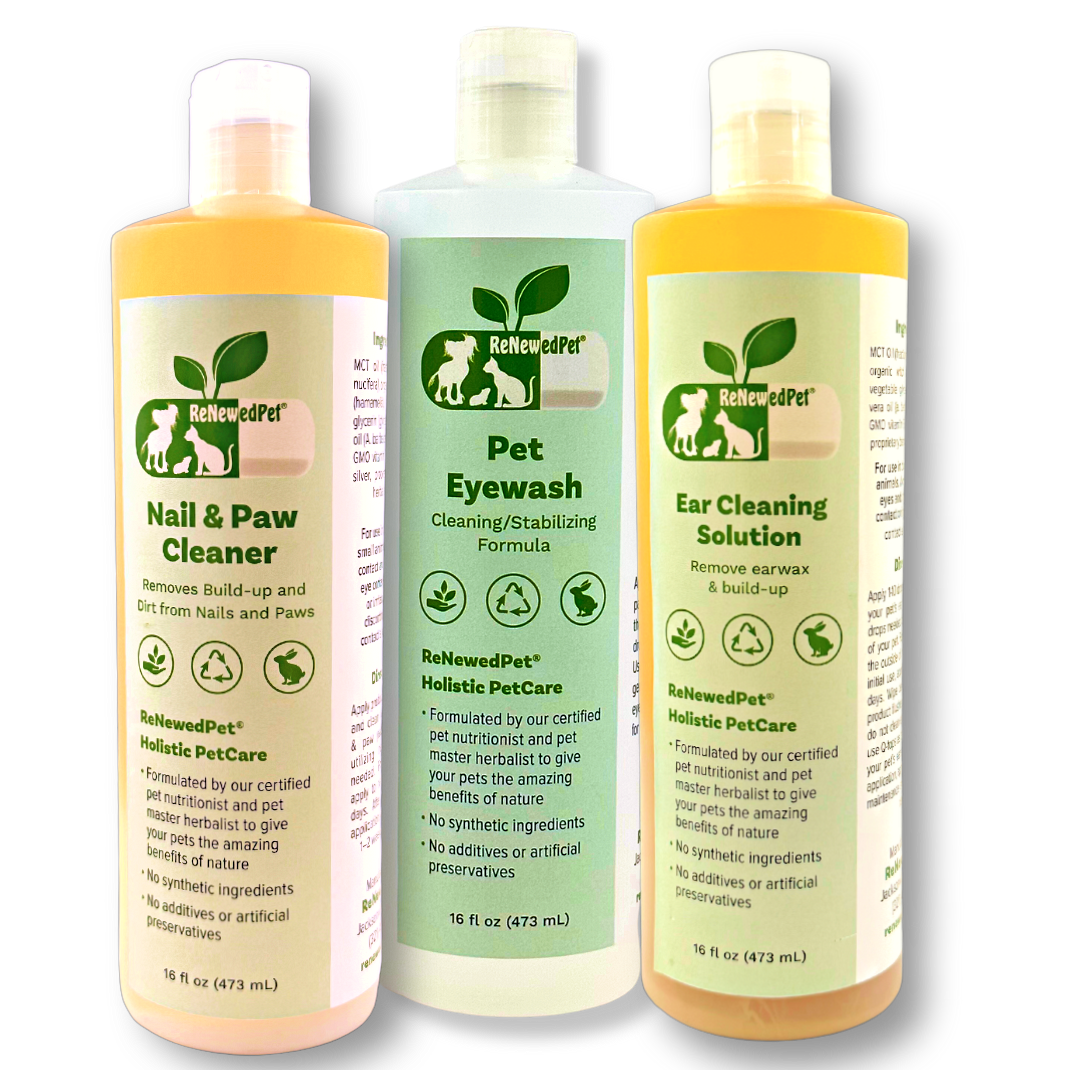 ReNewedPet dog and cat ear and eye wash set with Nail Cleaner and Pet Eyewash for pet hygiene