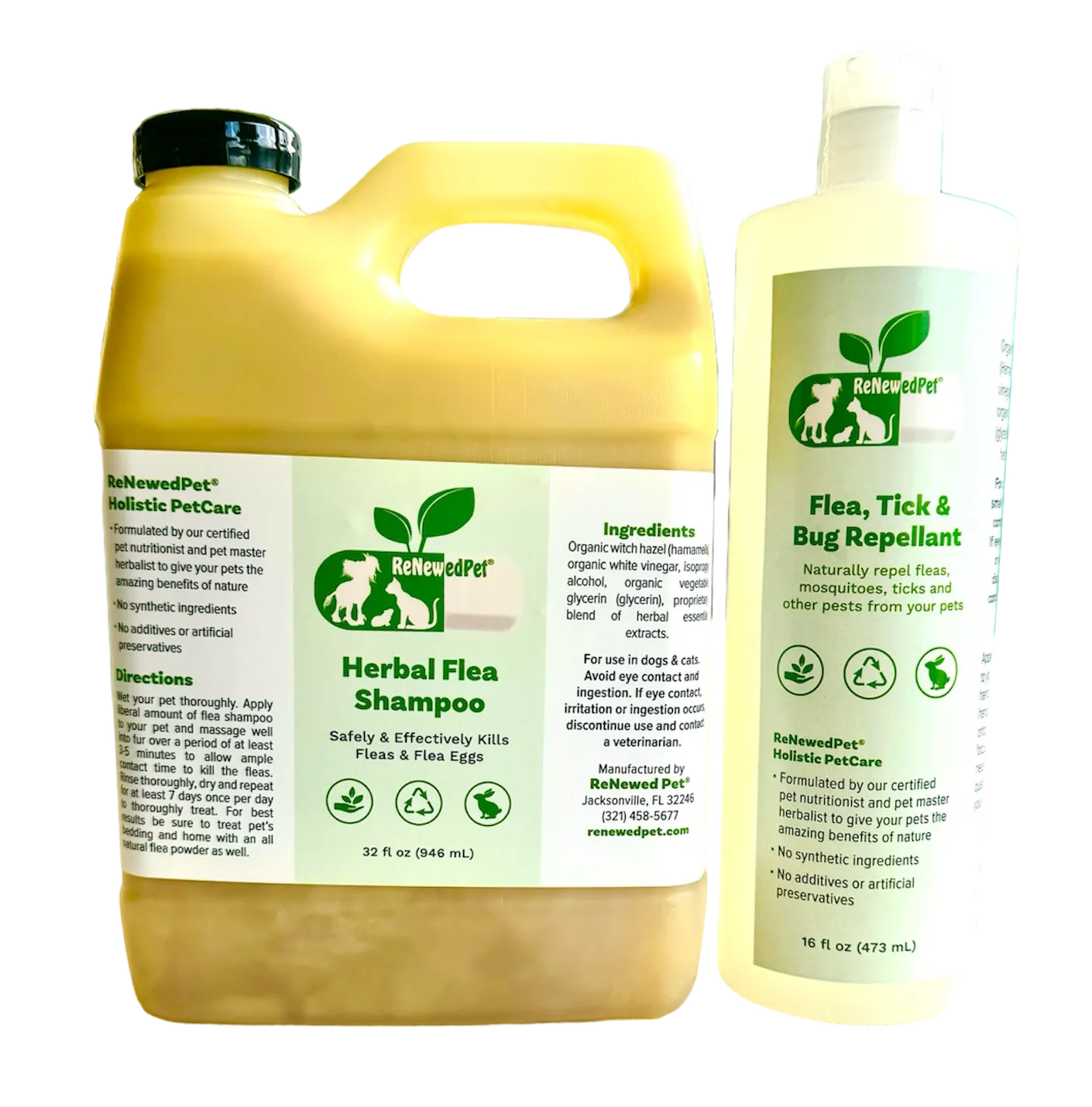 ReNewedPet - FLEA-X KIT: Flea Shampoo, Flea Tick Bug Repellent - All