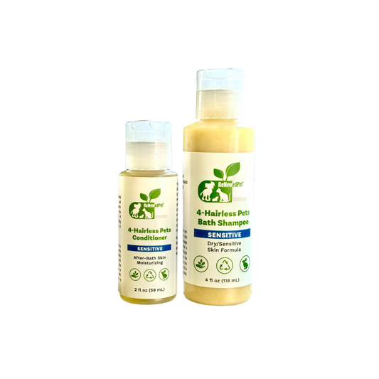 ReNewedPet 4-Hairless Pet Shampoo and Conditioner set for sensitive skin, moisturizing formula for hairless pets