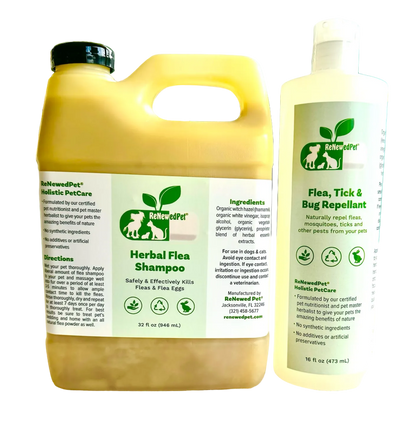ReNewedPet - Organic Flea Shampoo & Tick Repellent Kit for Pets - Shampoo