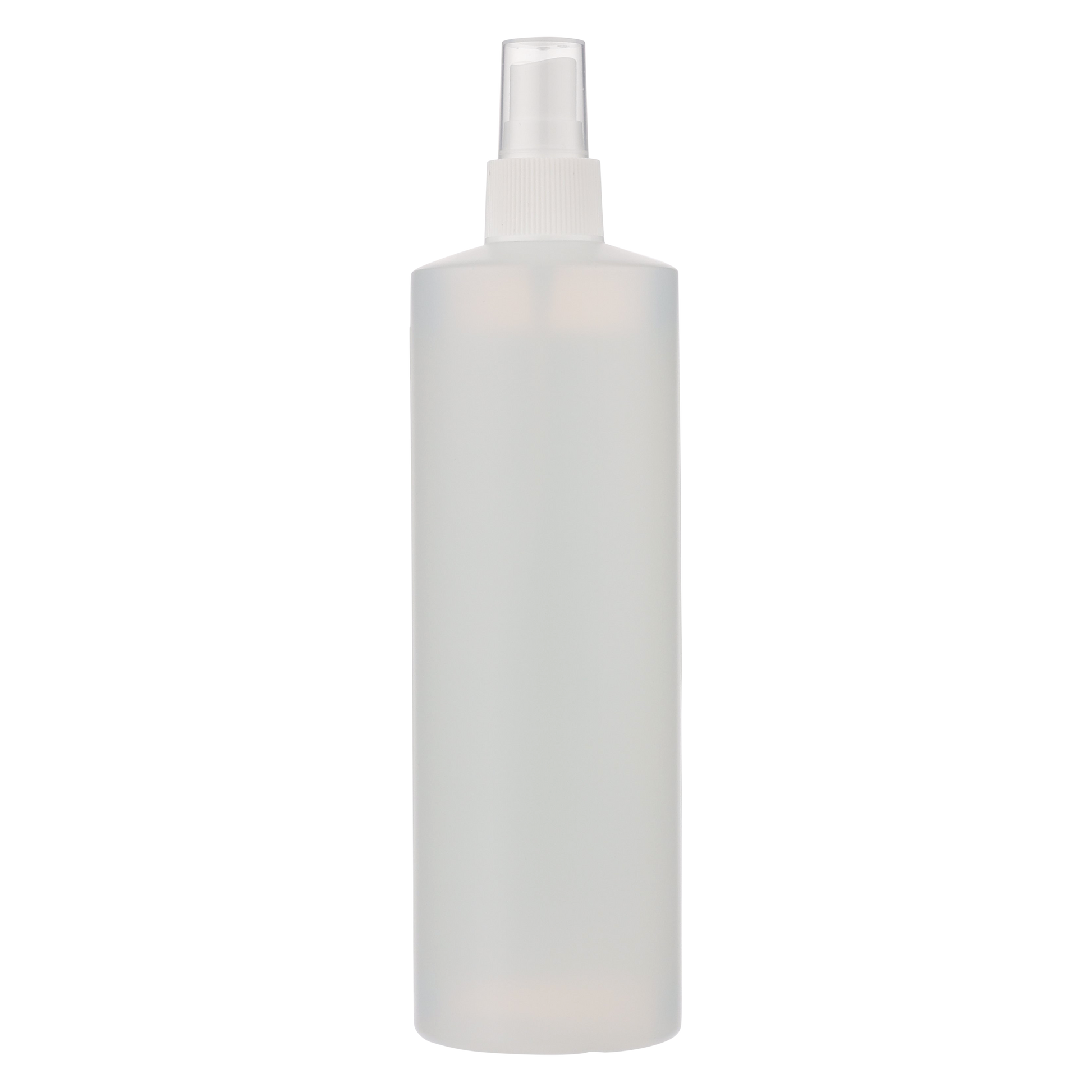 Clear bottle of ReNewedPet pet flea and tick repellent spray with a fine mist nozzle for easy application