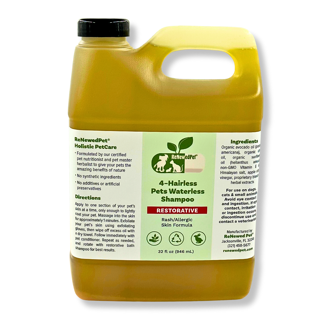 ReNewedPet 32 oz waterless shampoo for pets, rash and allergy safe pet shampoo for gentle cleaning