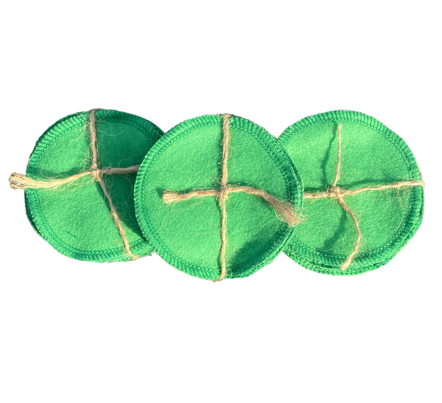 ReNewedPet reusable cotton pads for pets in green with eco-friendly stitching for efficient cleaning