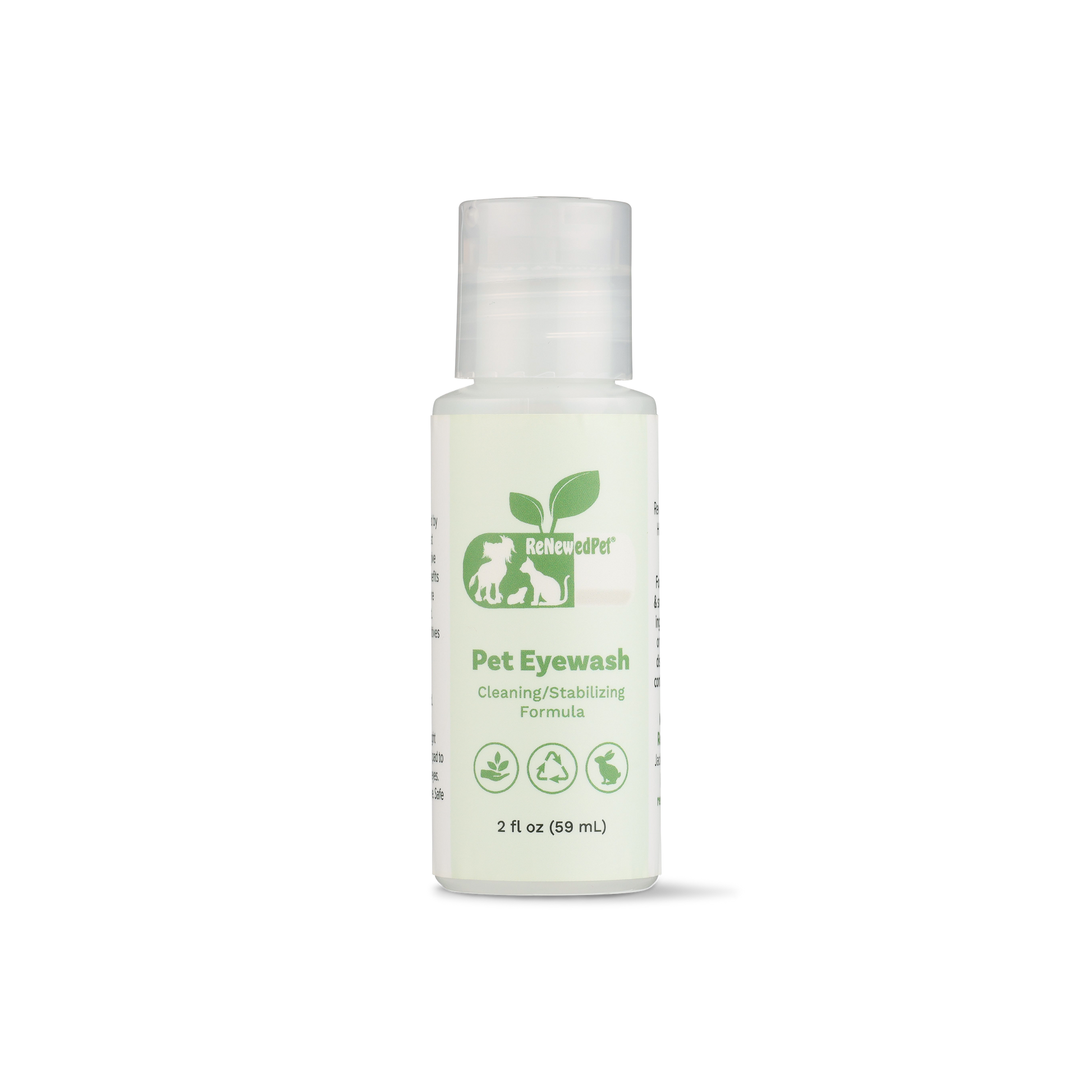 ReNewedPet Pet Eyewash Bottle, 2 oz safe eye wash for dogs and cats, gentle cleaning formula