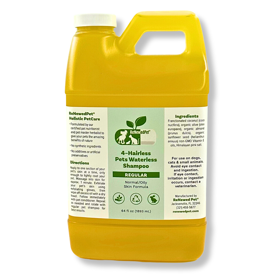 ReNewedPet 4-Hairless Pets Waterless Shampoo for Sensitive Skin in 64 oz Bottle