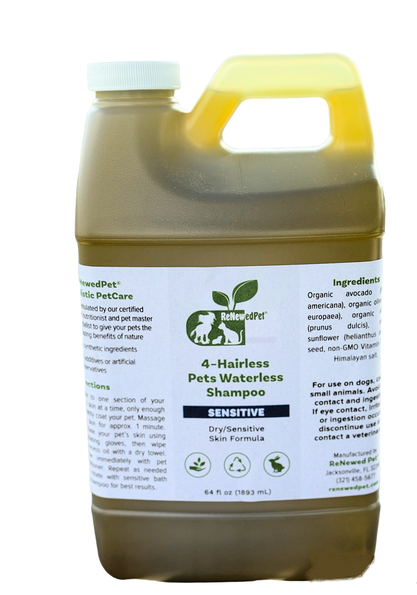 ReNewedPet 4-Hairless Pets Waterless Shampoo for Sphynx Cats with Sensitive Skin Formula