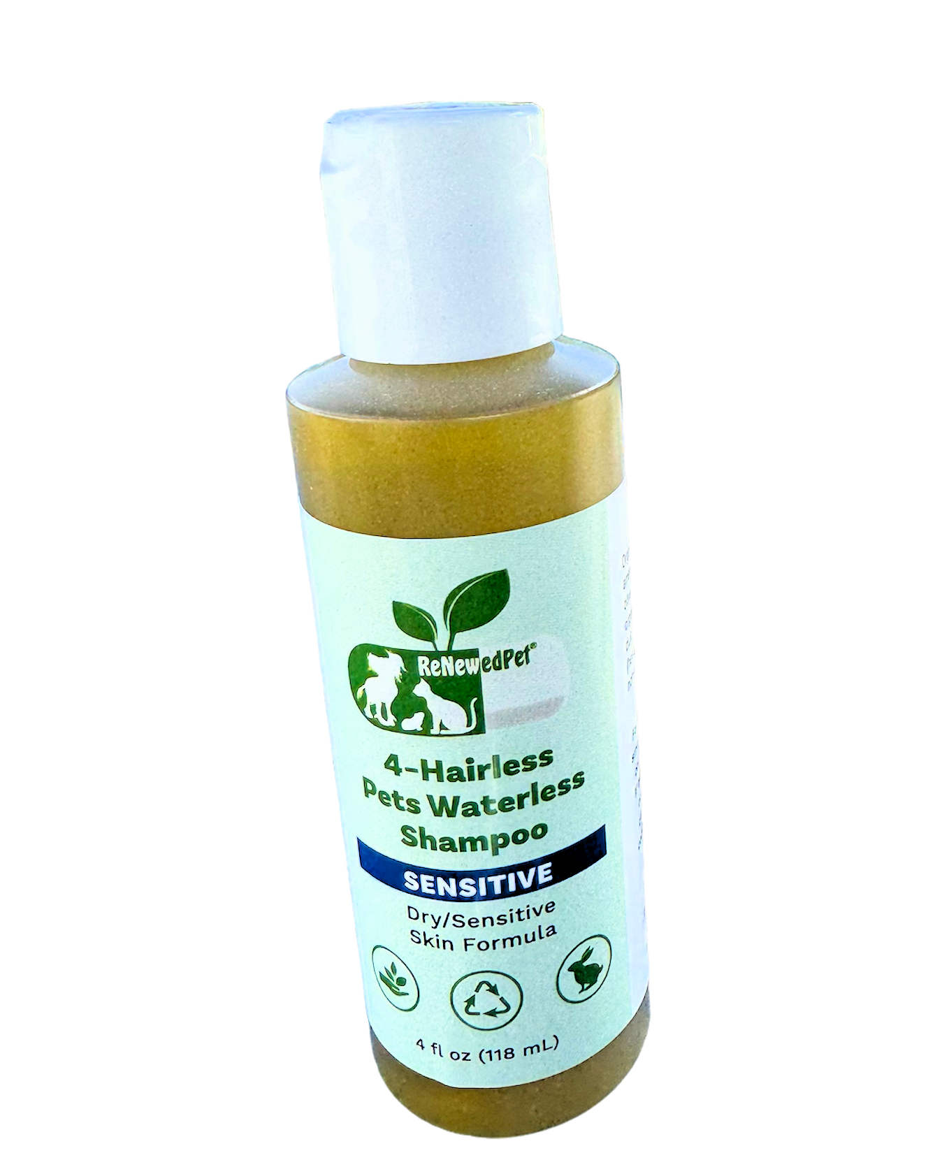 ReNewedPet 4-Hairless Pets Waterless Shampoo for Sphynx Cats, 4 oz bottle for sensitive skin