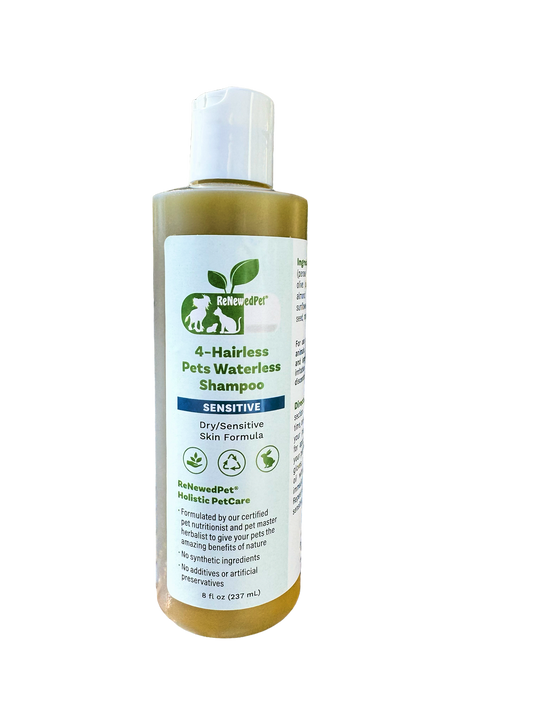 ReNewedPet 4-Hairless Pets Waterless Shampoo for Sphynx Cats in 8 oz bottle, designed for sensitive skin