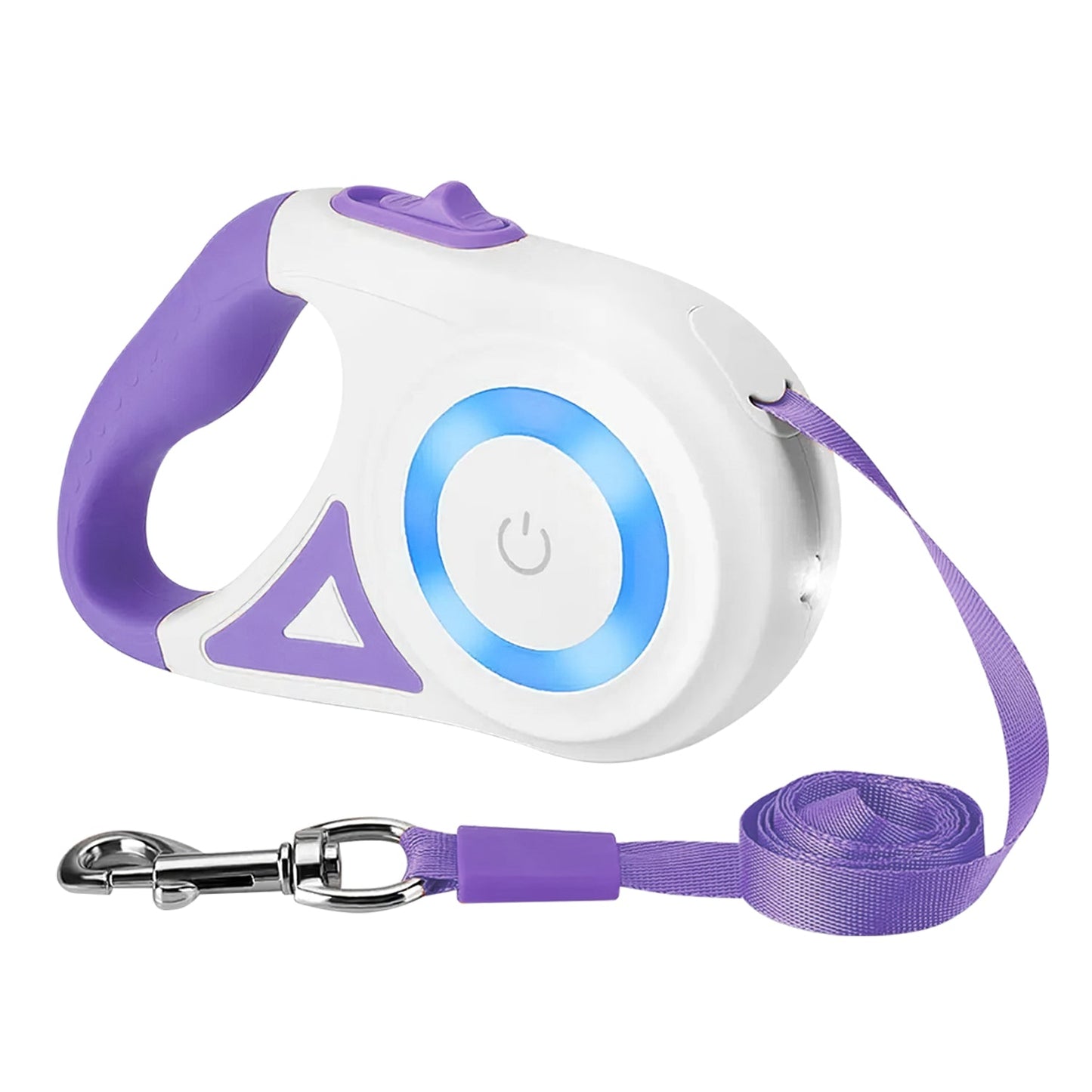 GBruno Store Retractable Dog Leash in purple with ergonomic grip and LED indicator for safe walks