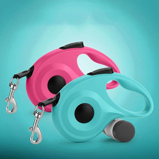 Purrfect Pet Kingdom Retractable Dog Leash with Poop Bag Holder one-size Rose Red Purrfect Pet Kingdom