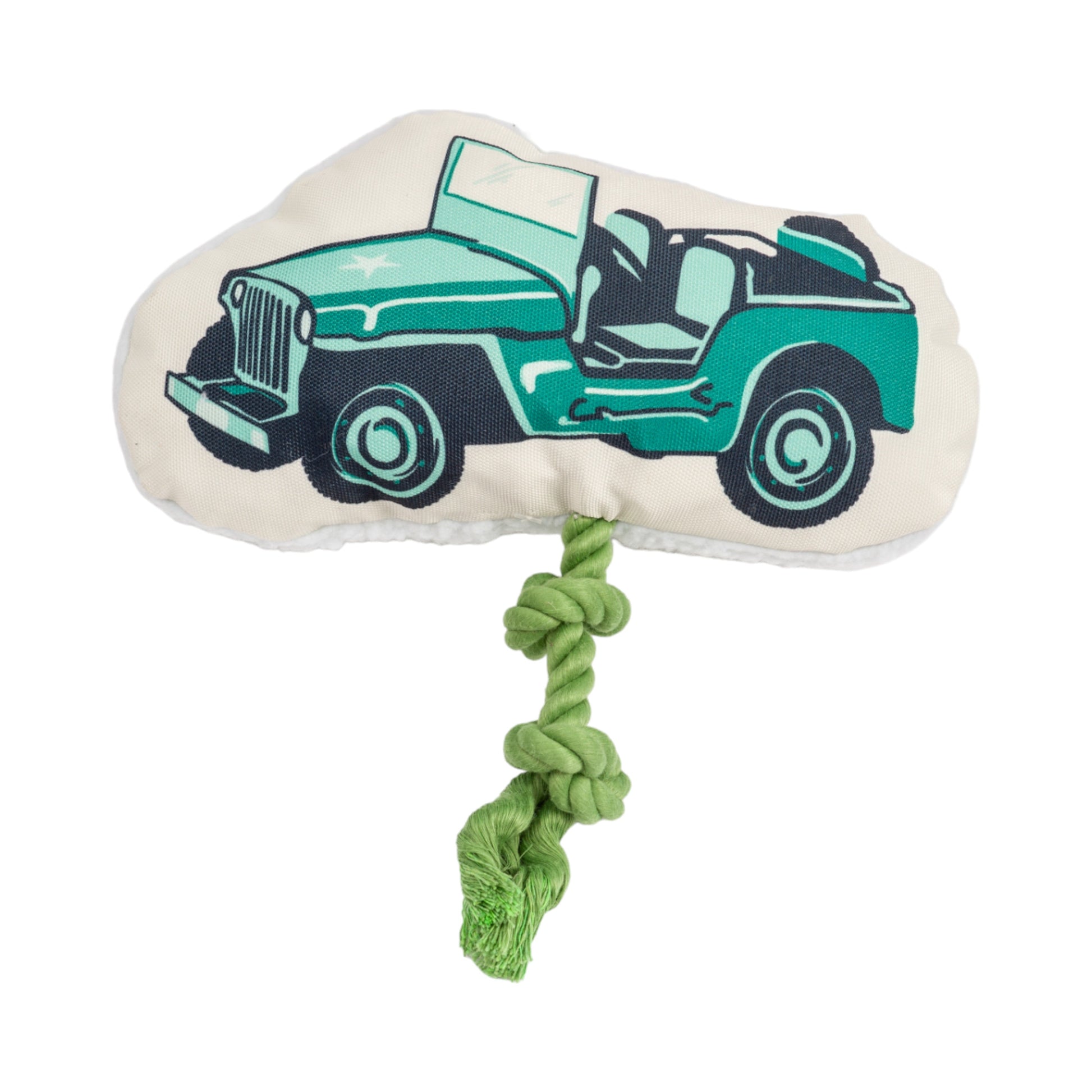 Dog Toy Country Living Retro Army Jeep with Squeaker Crinkle - lifestyle product image for dog toy