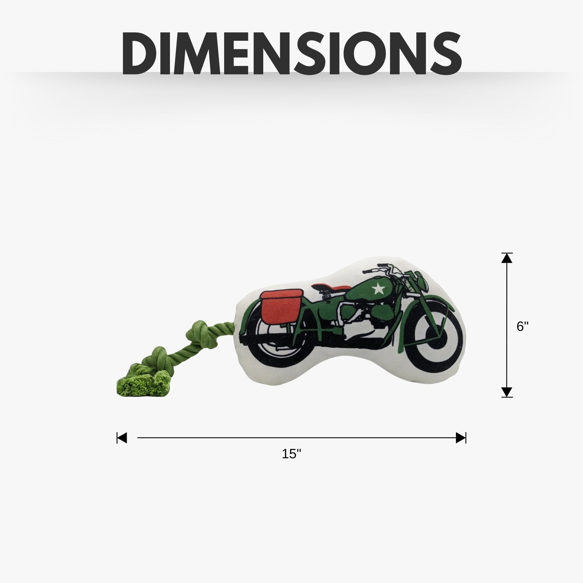 Dog Toy Country Living Retro Army Motorcycle with Squeaker - size and texture image for dog toy