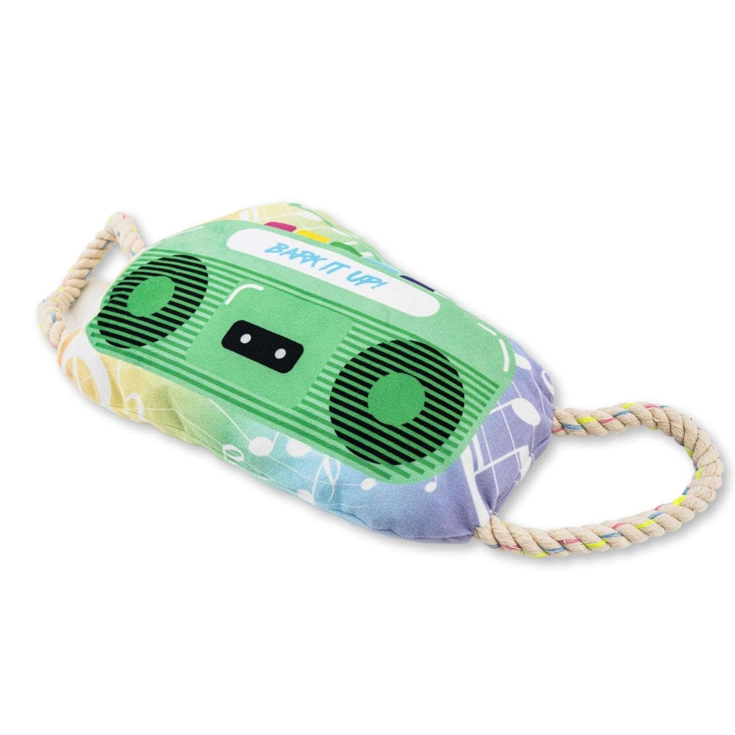 Dog Treats Retro Boombox Plush Toy with Squeaker Crinkle - close up product image for dog treats