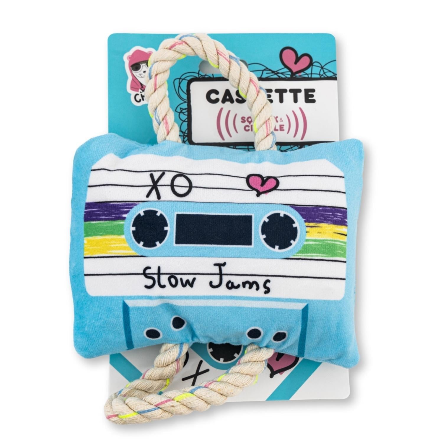 Dog Treats Retro Cassette Tape Plush Toy with Squeaker Essen - lifestyle product image for dog treats
